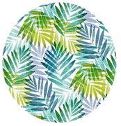 Rond tafelzeil palmbladeren groen/blauw (140cm)