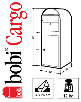 Pakketbrievenbus Bobi Cargo structuurzwart RAL 9005