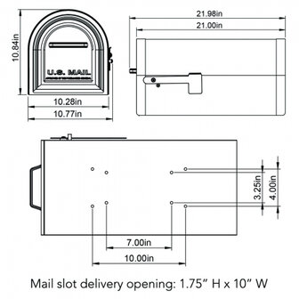 US Mailbox m&eacute;t slot / Afsluitbare brievenbus wit