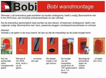 Bobi brievenbus Classic S helderrood RAL 3001