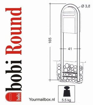 Brievenbusset Bobi Classic structuur zwart RAL 9005 + Statief RVS