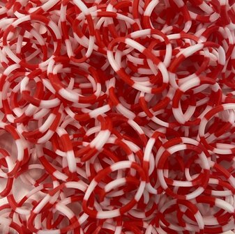 250 Loombands polkadot rood/wit