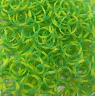 250 Loombands polkadot groen/geel