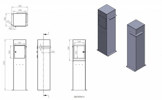 Design brievenbus cortenstaal Lixar