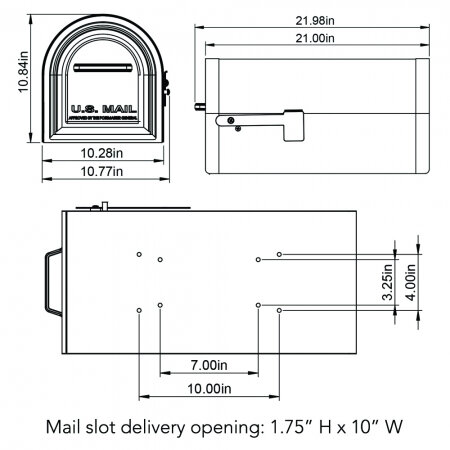 US Mailbox mét slot / Afsluitbare brievenbus wit