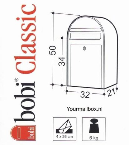 Brievenbusset Bobi Classic structuur zwart RAL 9005 + Statief RVS