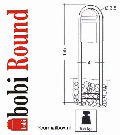 Brievenbusset Bobi Classic zwartgroen RAL 6064 + Statief RVS